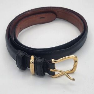 Chaucer Full Grain Leather Belt USA Made Black‎ Gold Buckle Size 42